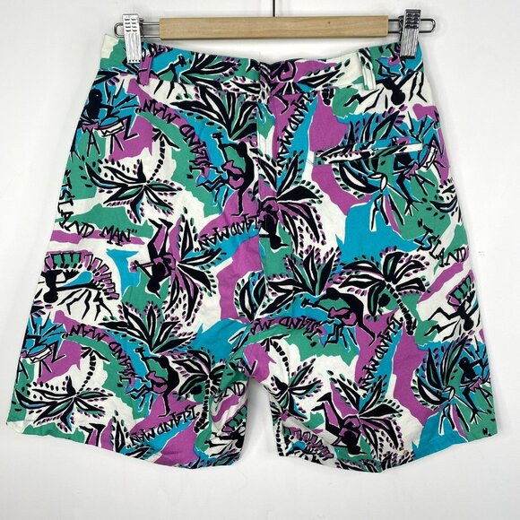 Vintage 80's Shorts Mens Size 30 Beach Boys Allover Print Island Man 8" Inseam - Picture 2 of 4